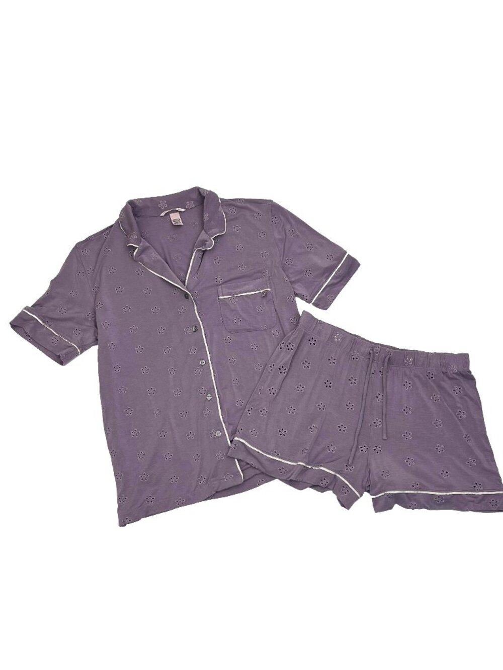 Victorias Secret Modal Soft Eyelet Short Pajama Set Womens M